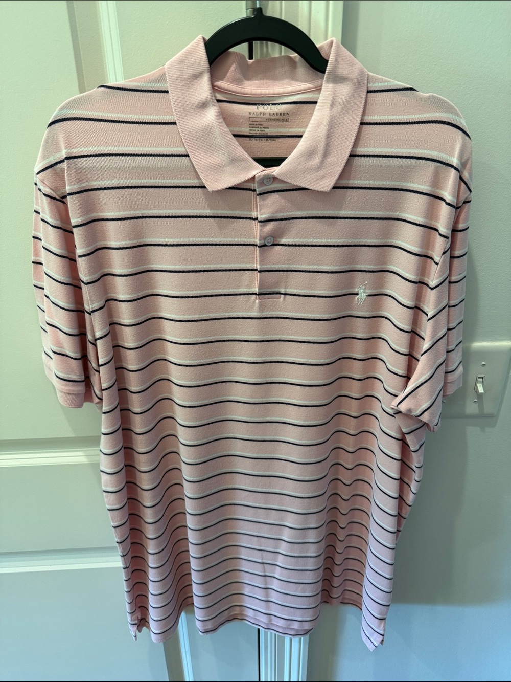 Ralph Lauren Light Pink Polo with Navy & White Stripes